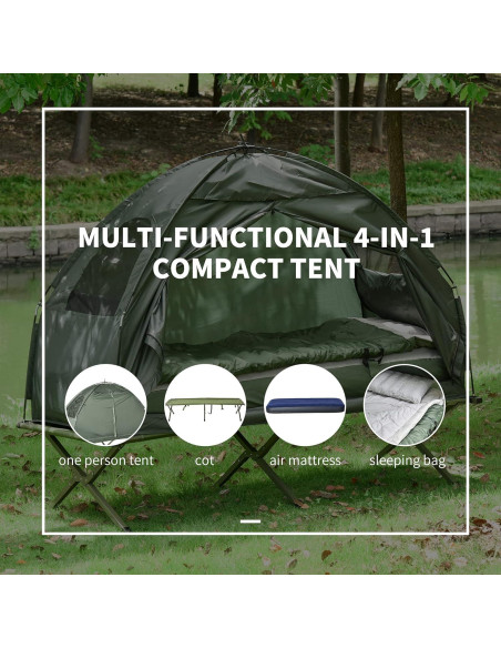 Cama de Camping Plegable Outsunny con Colchón y Saco de Dormir