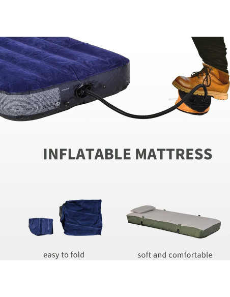 Cama de Camping Plegable Outsunny con Colchón y Saco de Dormir