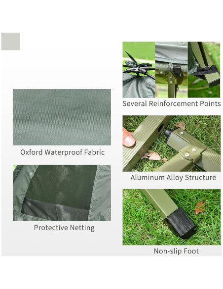 Cama de Camping Plegable Outsunny con Colchón y Saco de Dormir