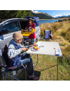 Mesa Plegable FORUP 4 pies Blanca, Resistente y Portátil 2