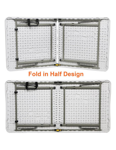 Mesa Plegable FORUP 4 pies Blanca, Resistente y Portátil