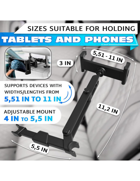 Soporte para Tableta Leglo en Reposacabezas - Ajustable 360