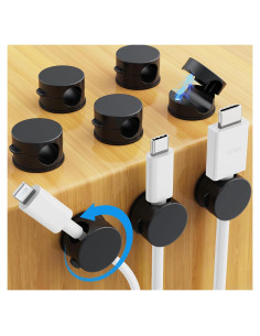 Clips Magnéticos para Cables AGPTEK 8 Piezas Negro 360