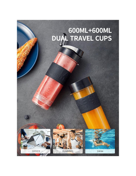 Batidora Personal Yabano 500W 3 en 1 con Botellas 600ml