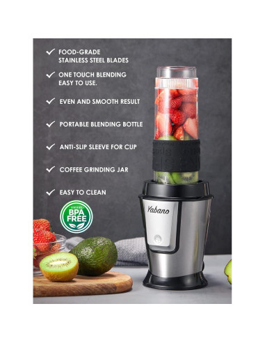 Batidora Personal Yabano 500W 3 en 1 con Botellas 600ml