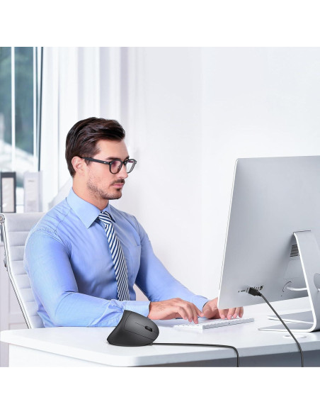 TECKNET Ratón Ergonómico Vertical 6400 DPI 6 Botones Negro