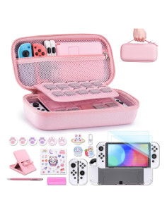 Funda innoAura para Switch OLED 19 en 1 Rosa