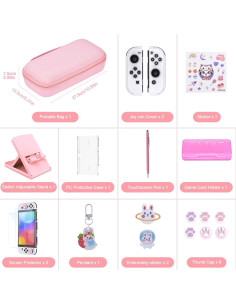Funda innoAura para Switch OLED 19 en 1 Rosa 2