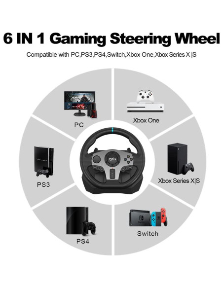 Volante de Carreras PXN V9 para PC, PS4, Xbox y Switch