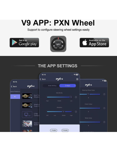Volante de Carreras PXN V9 para PC, PS4, Xbox y Switch