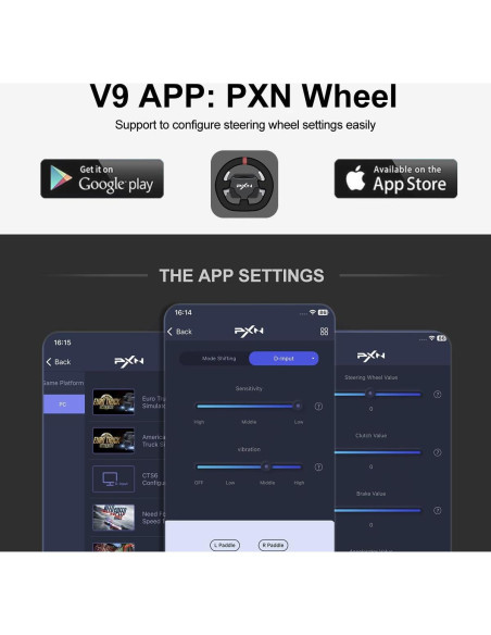 Volante de Carreras PXN V9 para PC, PS4, Xbox y Switch