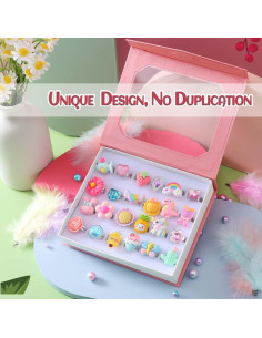 24 Anillos de Joyería Ajustables para Niñas PASEMM 2