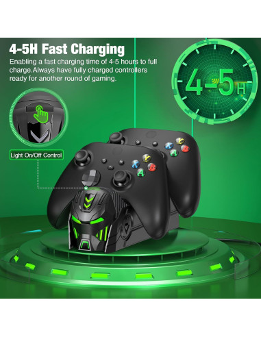 Estación de Carga DINOSTRIKE para 2 Controladores Xbox