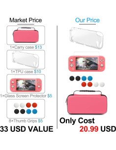 Kit Accesorios Nintendo Switch Lite YUANHOT Coral 4 en 1 2