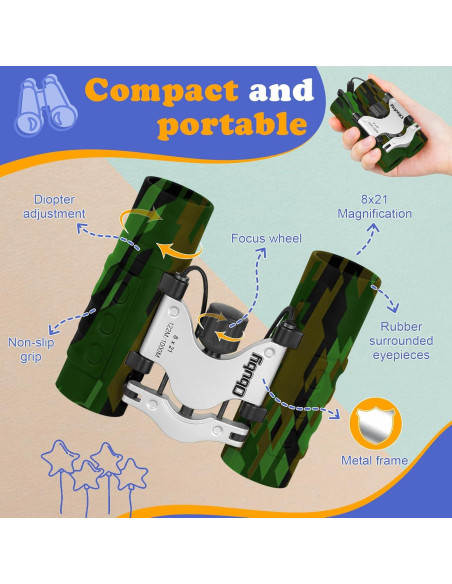 Binoculares Obuby 8x21 para Niños Compactos y Seguros