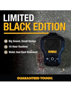 Altavoz Bluetooth DEWALT Portátil Resistente al Agua Negro 2