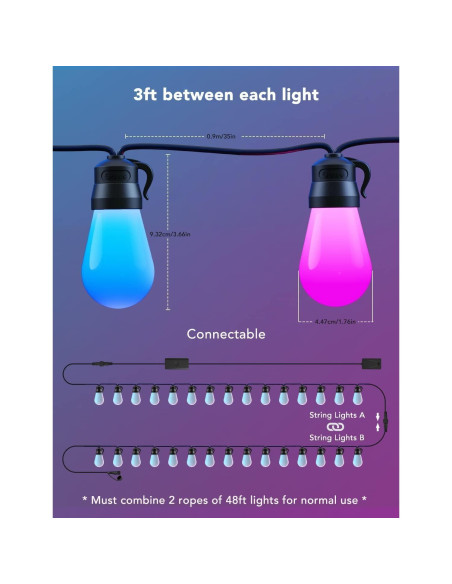 Luces de Cadena Inteligentes Govee H7021 29.26m RGBIC IP65