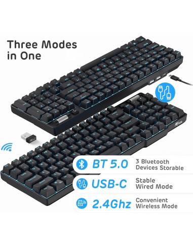 Teclado Mecánico RK ROYAL KLUDGE RK96 96 Teclas Inalámbrico