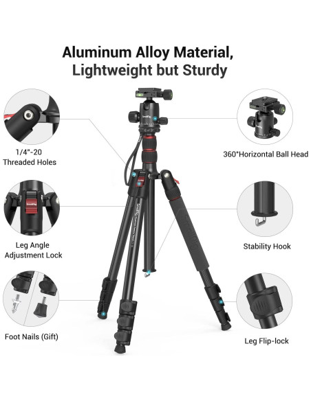 Trípode para cámara SmallRig 15551 2 en 1 71" Aluminio