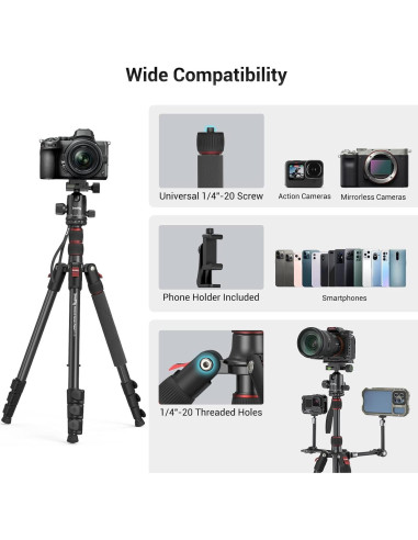 Trípode para cámara SmallRig 15551 2 en 1 71" Aluminio