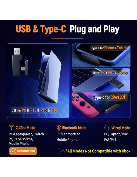 Auriculares Gaming Inalámbricos Ozeino OW810 40h Batería