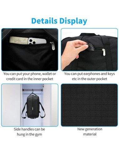 Bolsa de Gimnasio Pequeña Apenze 35.56x20.32x20.32cm Negra