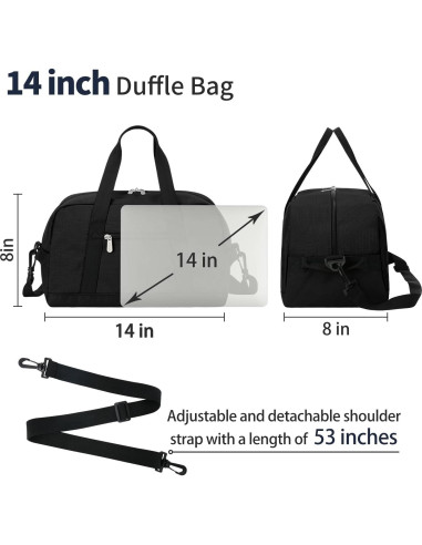 Bolsa de Gimnasio Pequeña Apenze 35.56x20.32x20.32cm Negra