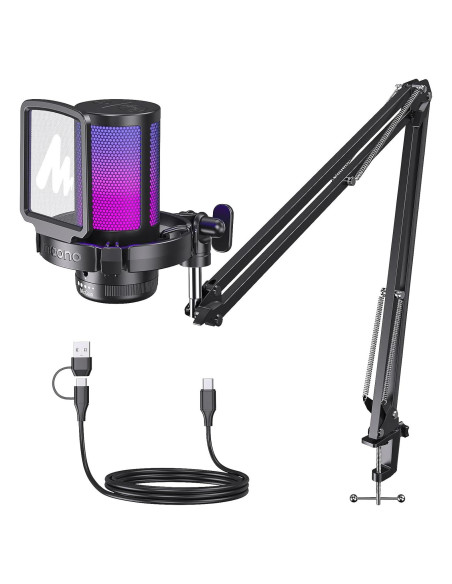 Micrófono USB MAONO DGM20S para Gaming con Soporte y RGB