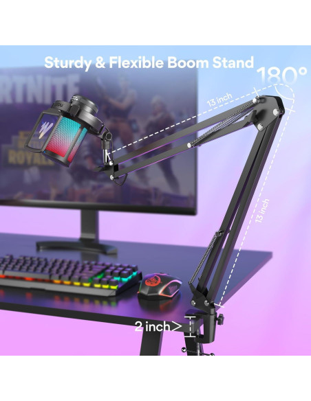 Micrófono USB MAONO DGM20S para Gaming con Soporte y RGB