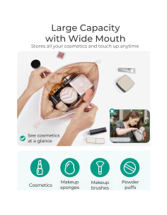 BAGSMART Bolsa de Maquillaje Acolchada 36x17x9 cm Caqui 2