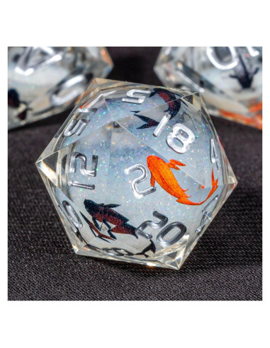 Juego de Dados DND OUKELANWO 7 Piezas Resina Líquido Koi