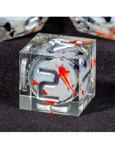 Juego de Dados DND OUKELANWO 7 Piezas Resina Líquido Koi