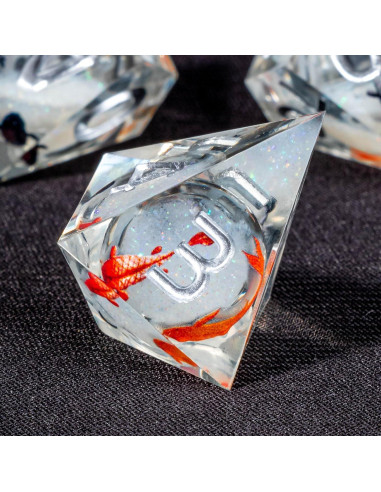 Juego de Dados DND OUKELANWO 7 Piezas Resina Líquido Koi