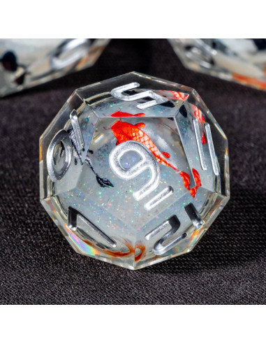 Juego de Dados DND OUKELANWO 7 Piezas Resina Líquido Koi