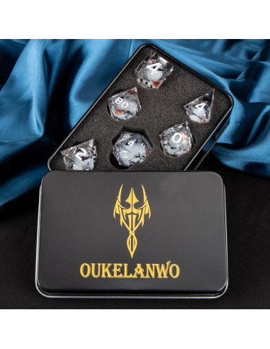 Juego de Dados DND OUKELANWO 7 Piezas Resina Líquido Koi