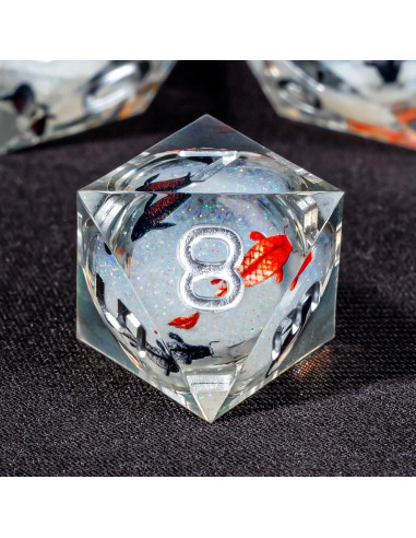 Juego de Dados DND OUKELANWO 7 Piezas Resina Líquido Koi