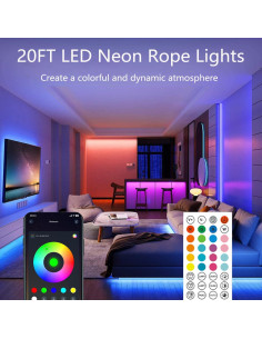 Luces de Cuerda LED Neón 6 Metros con Control Remoto y App 2