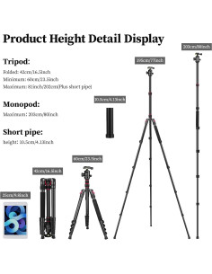 Trípode Profesional Victiv 206 cm Aluminio Compacto para Cámara 2