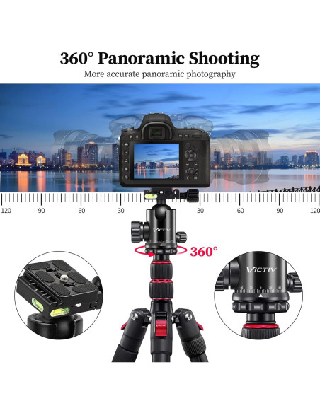 Trípode Profesional Victiv 206 cm Aluminio Compacto para Cámara