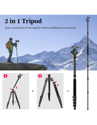 Trípode Profesional Victiv 206 cm Aluminio Compacto para Cámara