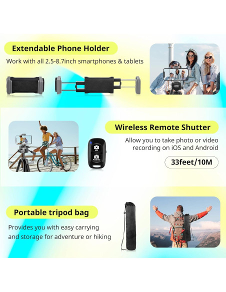 Trípode Sensyne 162.5 cm para Teléfono y iPad con Control Remoto