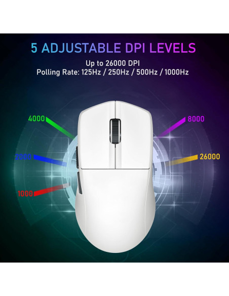 E-YOOSO Ratón Gaming Inalámbrico X-44 49g 26000 DPI Blanco