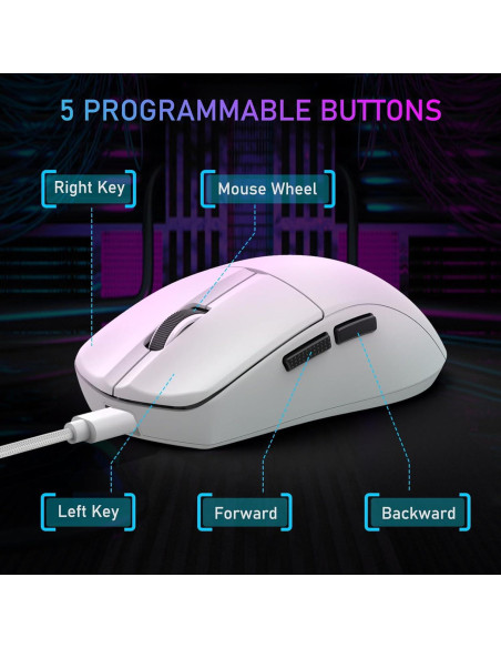 E-YOOSO Ratón Gaming Inalámbrico X-44 49g 26000 DPI Blanco