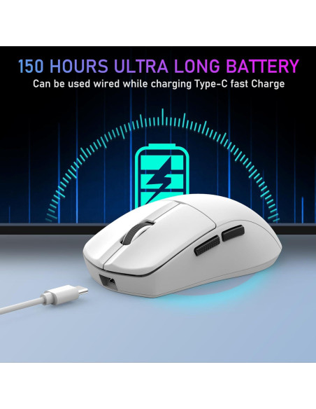 E-YOOSO Ratón Gaming Inalámbrico X-44 49g 26000 DPI Blanco