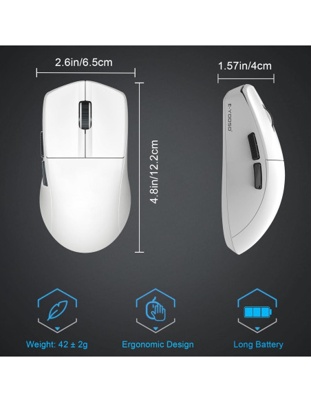 E-YOOSO Ratón Gaming Inalámbrico X-44 49g 26000 DPI Blanco