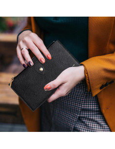 Billetera Travelambo RFID Mujer Grande Bifold 16 Tarjetas Negro 2