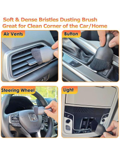 2PCS Cepillo de Detalle Interior de Coche LCWYORH Negro 2