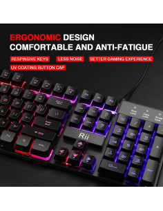 Teclado Multimedia Rii RK100+ USB Retroiluminado Arcoíris 2