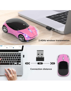 Ratón ASHATA 2.4G Rosa Óptico 1600DPI para PC 2