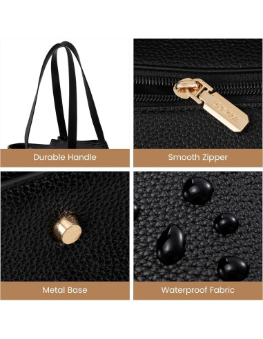 LOVEVOOK Tote para Laptop 15.6" Negro con Clutch